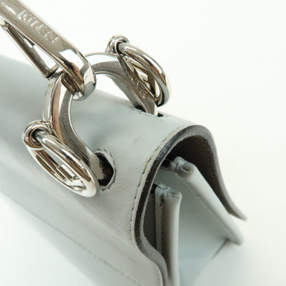 Fendi Kan I F Leather, Gray, Leather, Shoulder Bag
