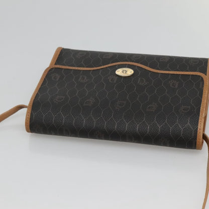 Christian Dior Vintage Honeycomb Flap Coated Canvas, Black, Canvas, Shoulder Bag