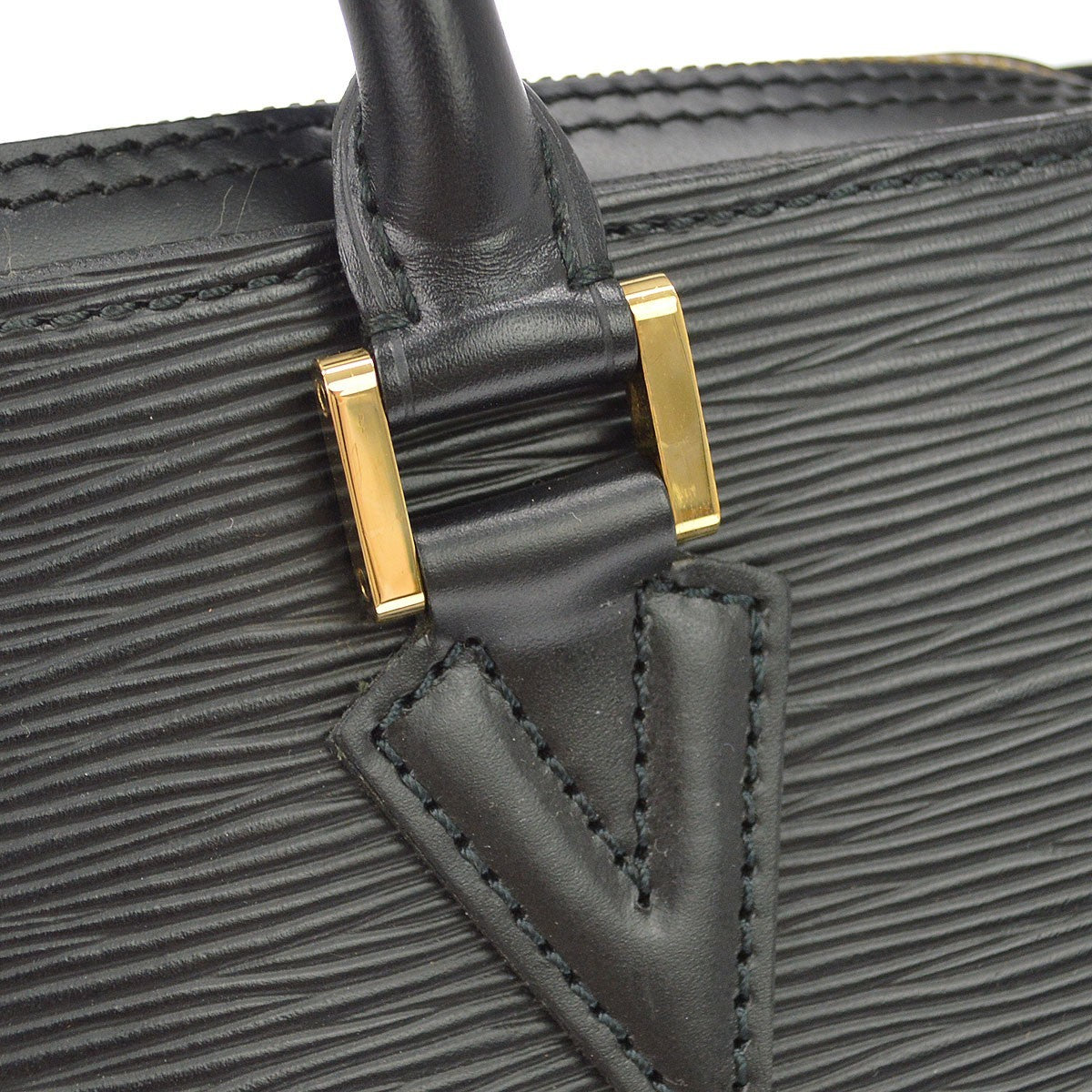 Louis Vuitton Sorbonne Epi Leather, Black, Leather, Handbag