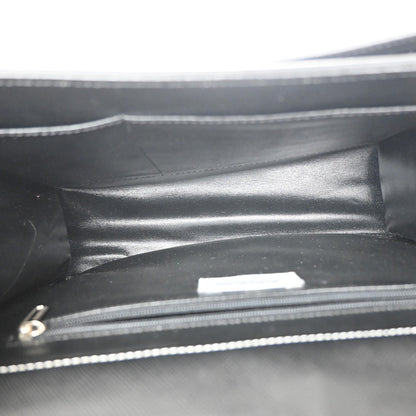 Saint Laurent Front Logo Plaque Convertible Clutch Leather, Black, Leather, Clutch