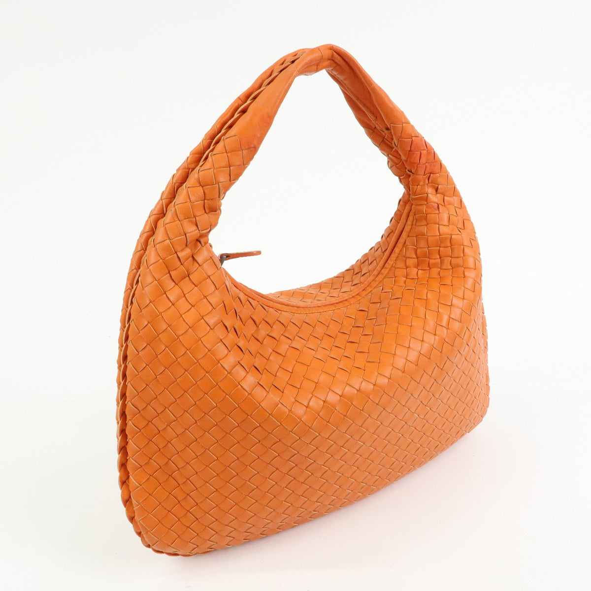 Bottega Veneta Veneta Hobo Intrecciato Nappa, Orange, Leather, Shoulder Bag