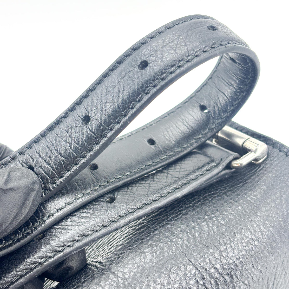 Balenciaga Downtown Soft Hourglass Leather, Black, Leather, Shoulder Bag