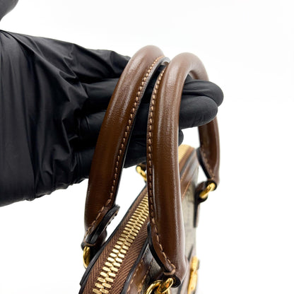 Gucci Horsebit 1955 Top Handle GG Coated Canvas with Leather, Brown, Canvas, Handbag
