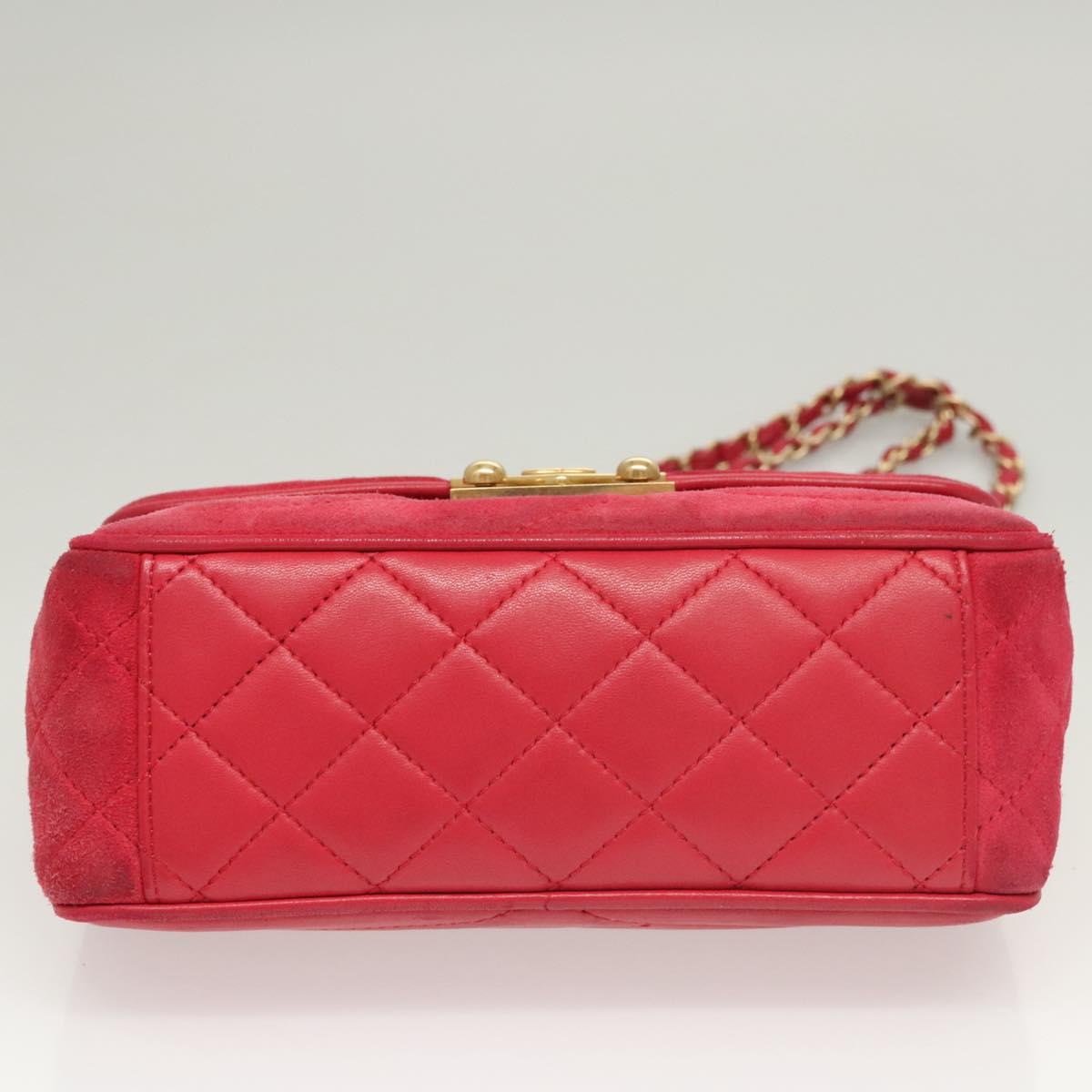 Chanel Chain Flap Shoulder Bag Suede, PINK, SUEDE, Shoulder bag