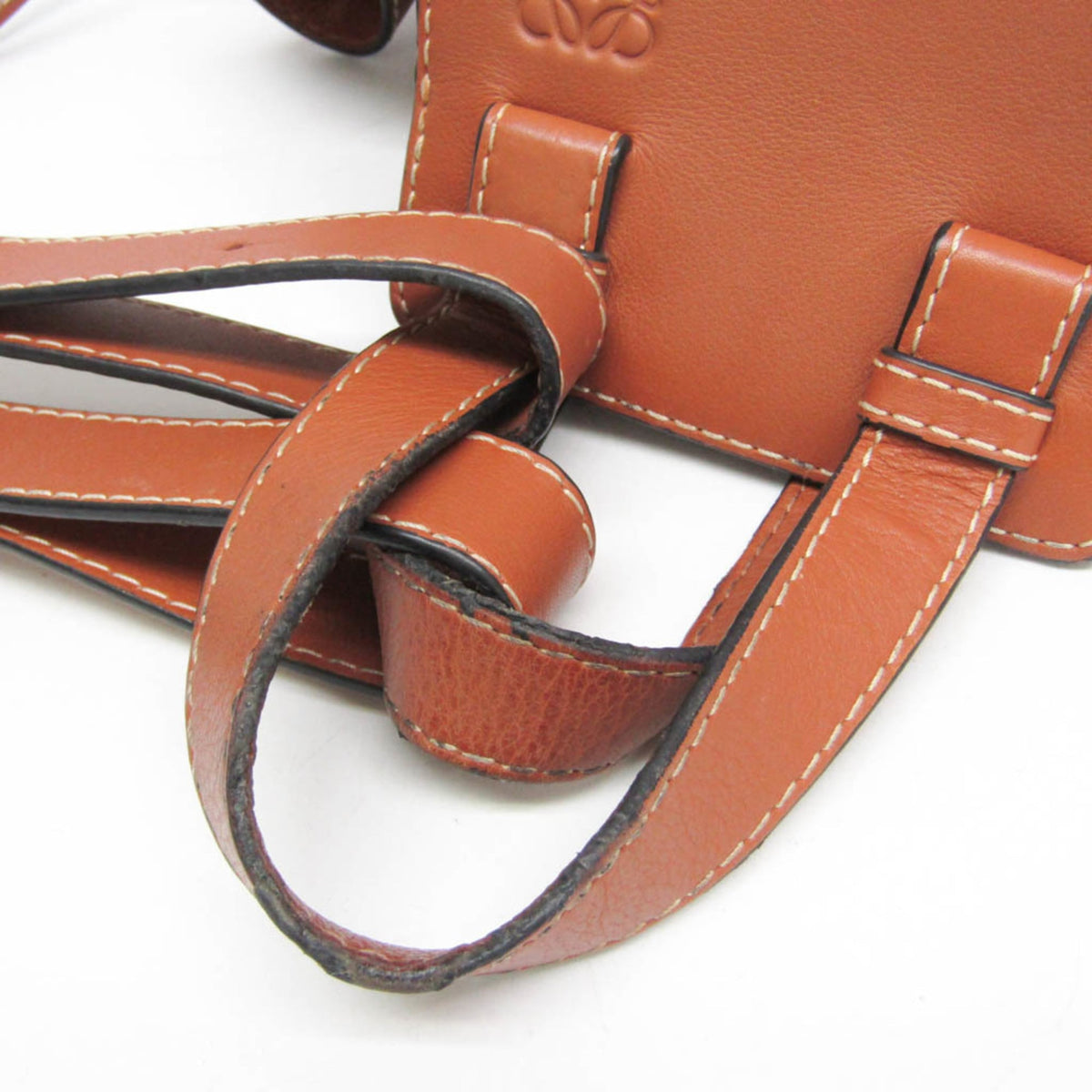 Loewe Hammock Leather and Canvas, Brown, Leather, Handbag