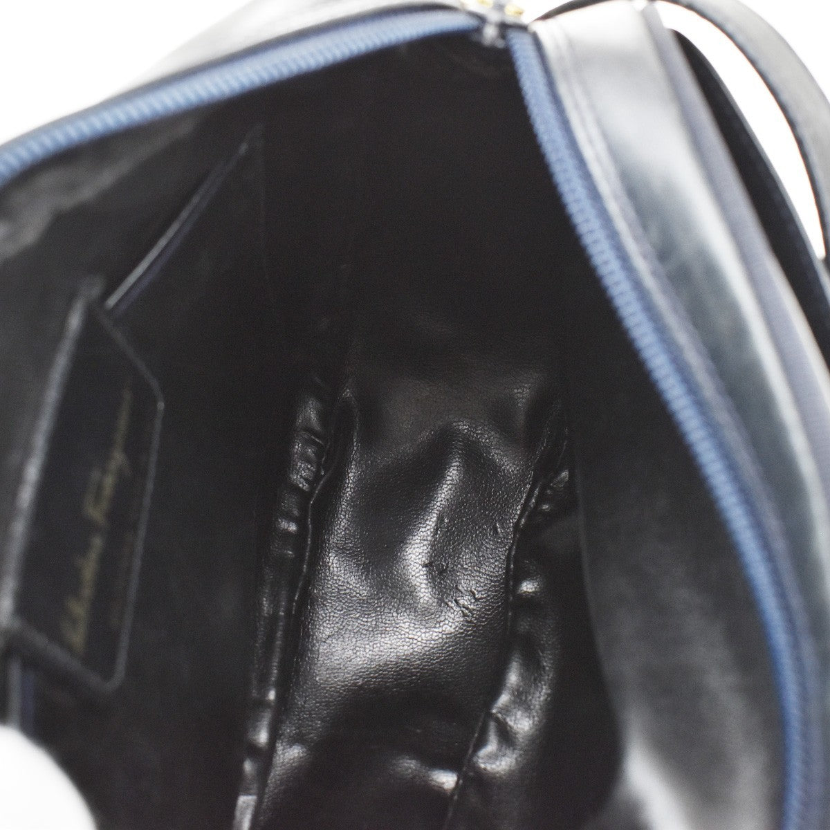 Salvatore Ferragamo Vara Bow Camera Leather, Navy, Leather, Shoulder Bag