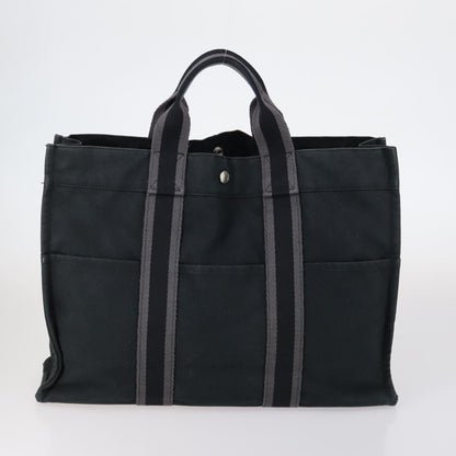 Hermes Fourre Tout Tote Canvas, BLACK, CANVAS, Handbag