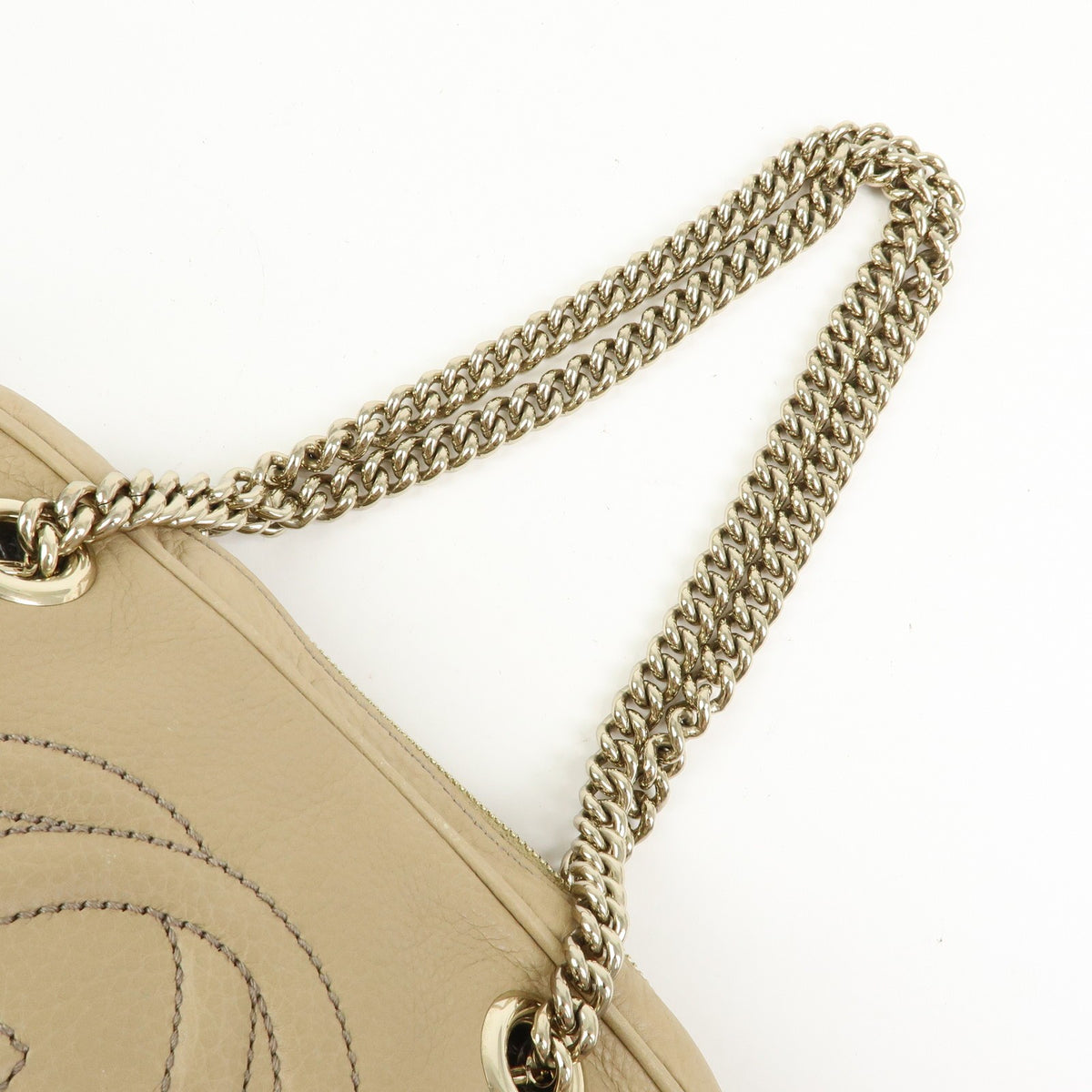 Gucci Soho Chain Zip Leather, Beige, Leather, Shoulder Bag