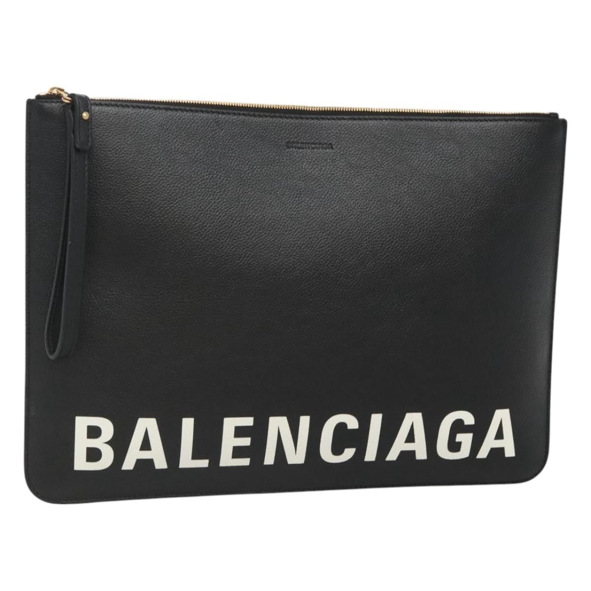 Balenciaga Ville Pouch Leather, Black, Leather, Clutch