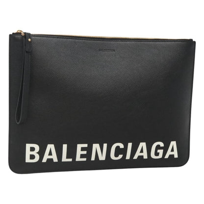 Balenciaga Ville Pouch Leather, Black, Leather, Clutch