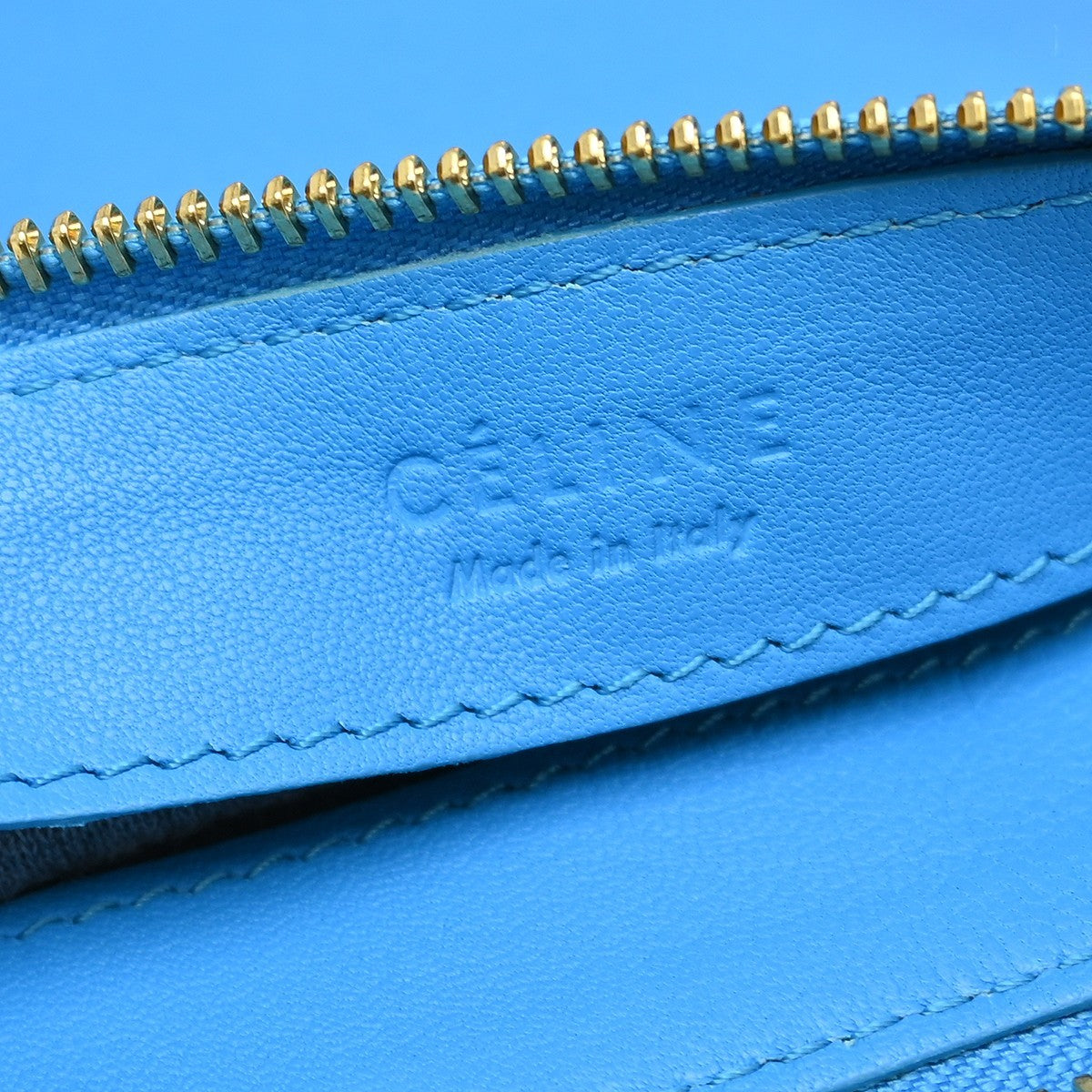 Celine Trio Leather, Blue, Leather, Shoulder Bag