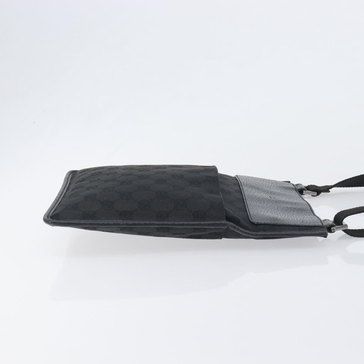 Gucci Vintage Flat Messenger GG Canvas and Leather, Black, Canvas, Handbag