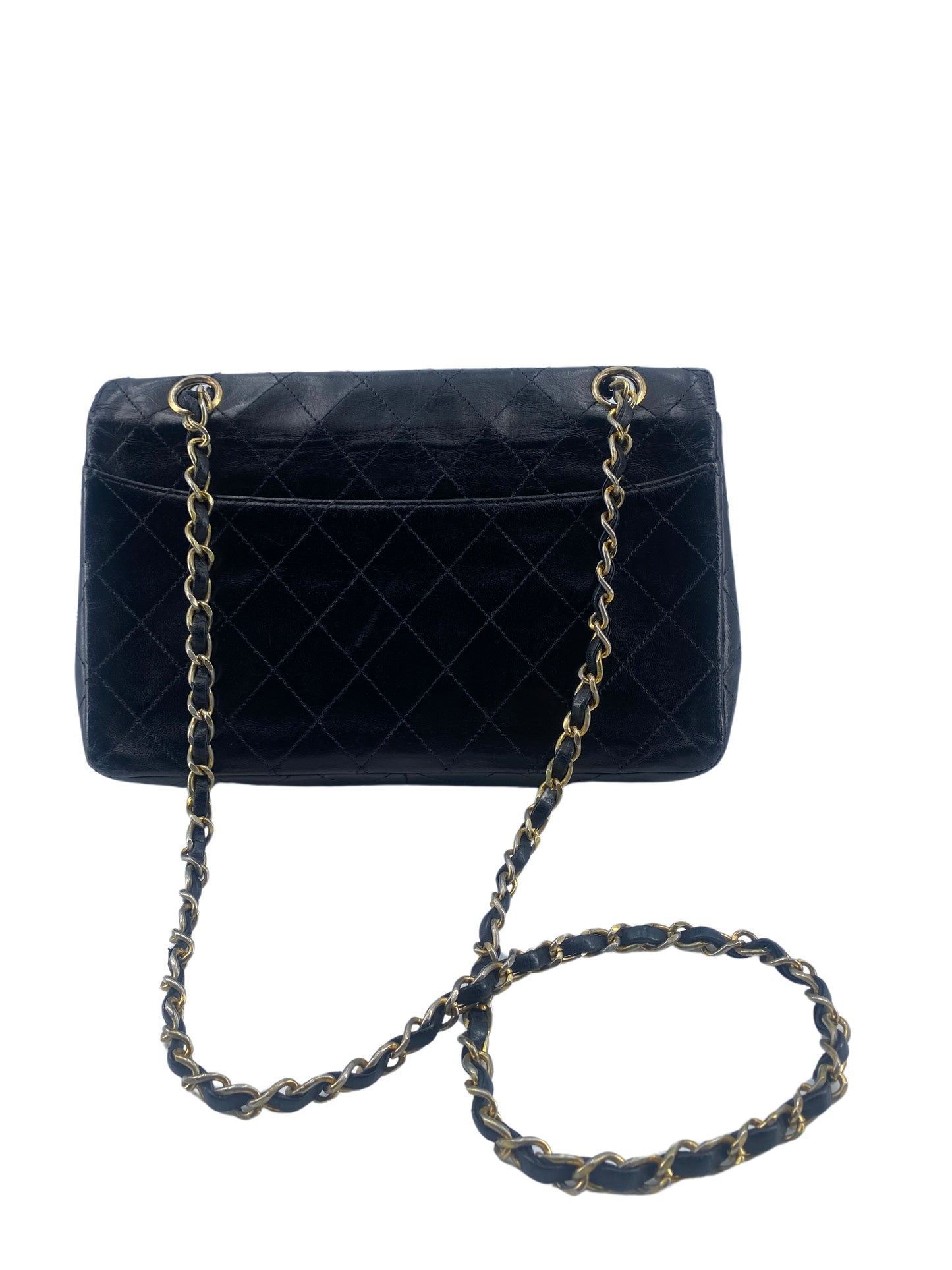 Chanel V-Stich, Black, Leather, shoulder