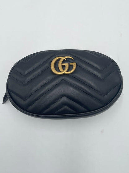 Gucci Gucci Marmont Black leather, BLACK, LEATHER, Handbag
