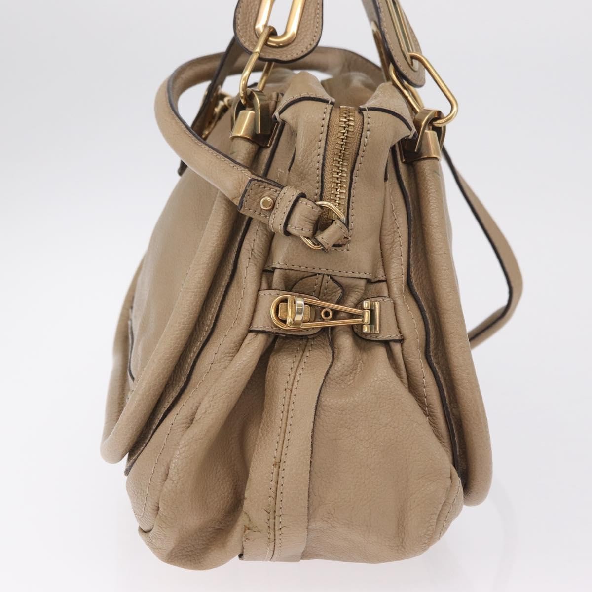 Chloe Paraty Top Handle Leather, Beige, Leather, Handbag
