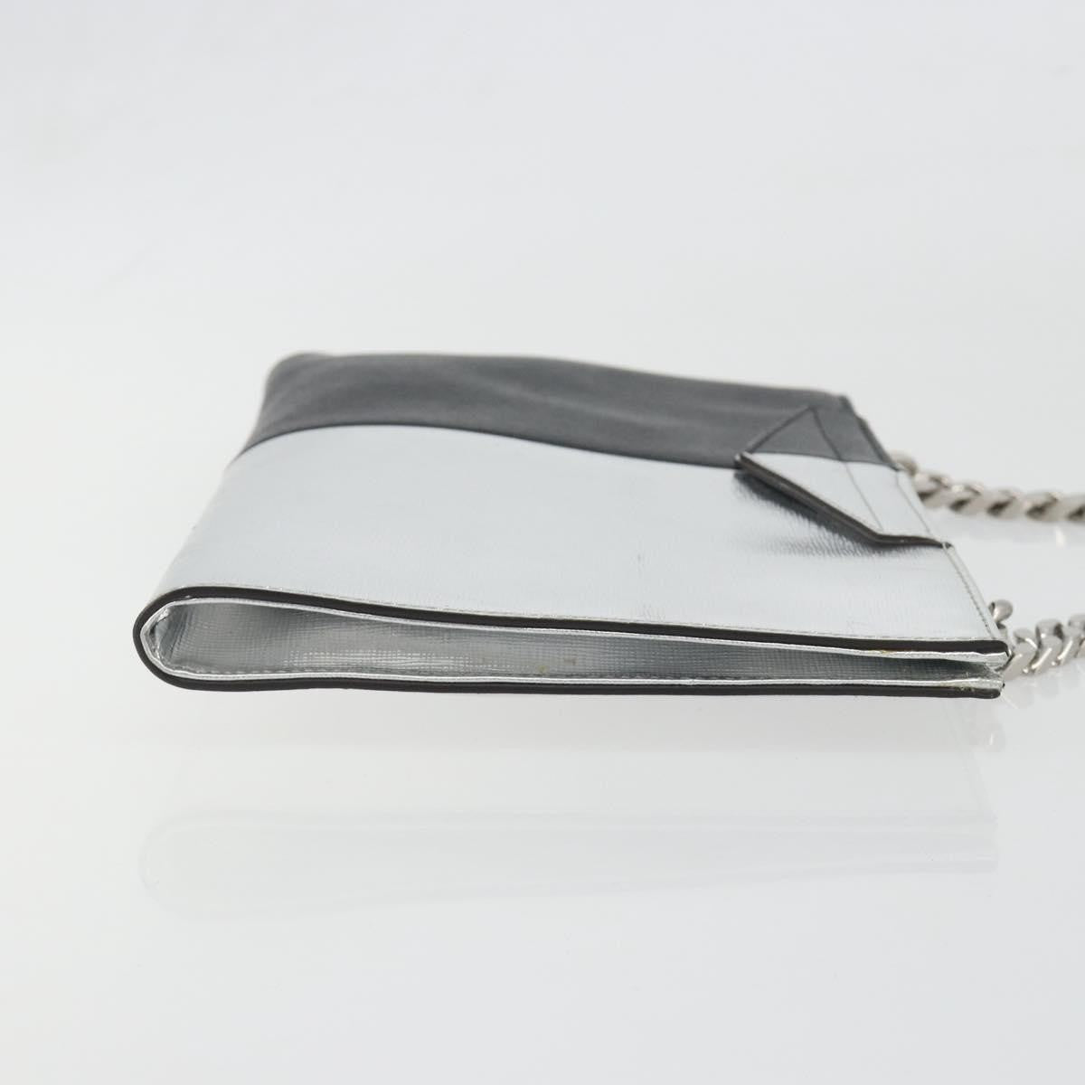 Fendi Grande Colorblock Clutch Leather, Silver, Leather, Clutch
