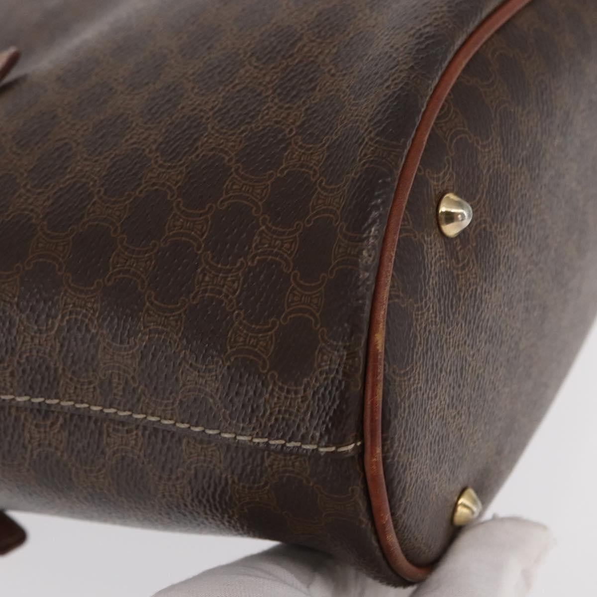 Celine Vintage Macadam Shopper Coated Canvas, Brown, Canvas, Tote Bag
