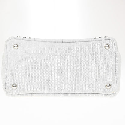 Prada Canapa Convertible Rhinestone Embellished Canvas, Gray, Canvas, Tote Bag