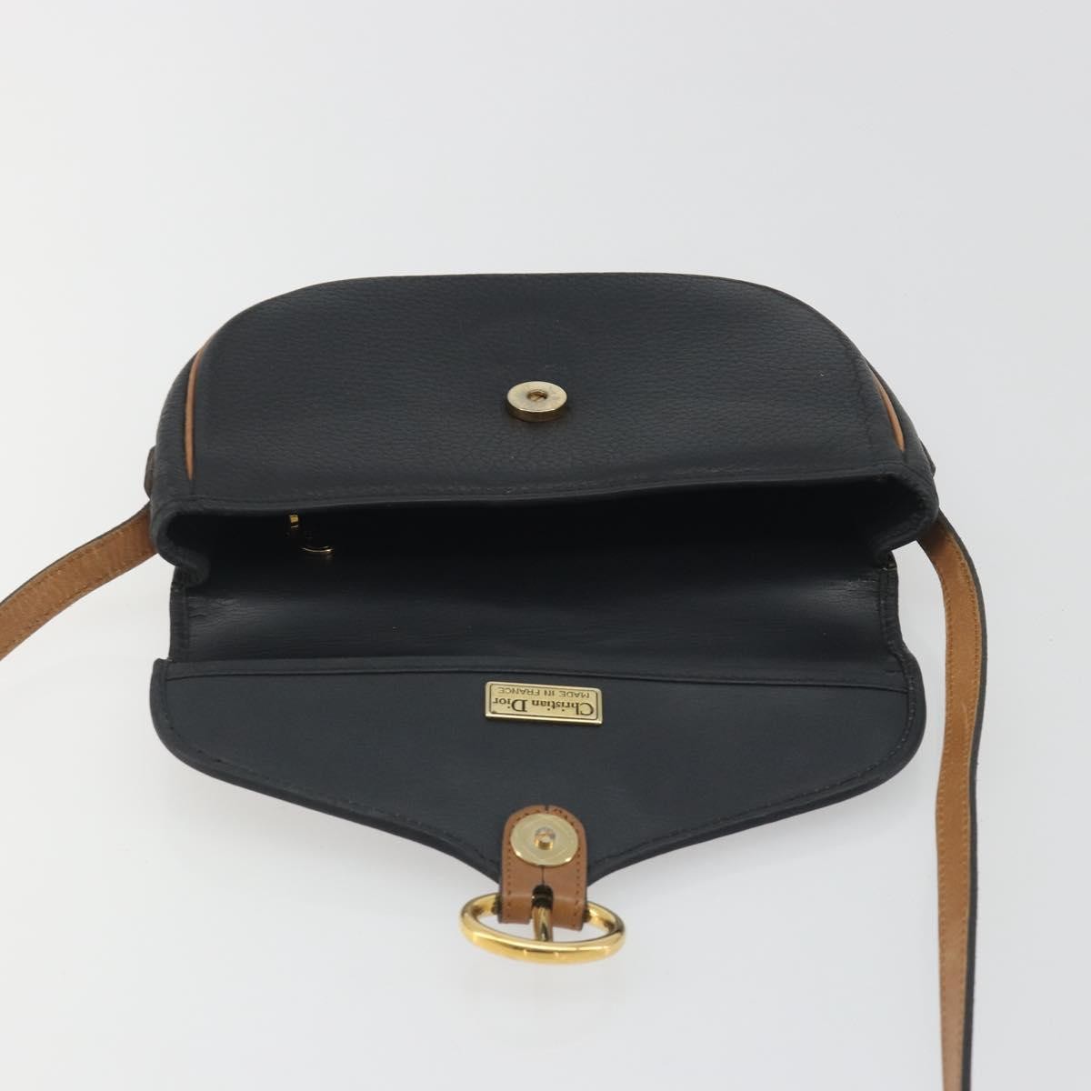 Christian Dior Vintage CD Flap Leather, Black, Leather, Shoulder Bag
