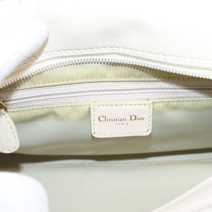 Christian Dior Vintage Leather, White, Leather, Tote Bag