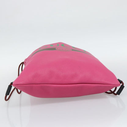 Gucci Logo Drawstring Printed Leather, Pink, Leather, Backpack