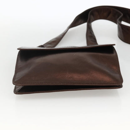 Chanel Vintage Logo Flap Messenger Leather, Brown, Leather, Shoulder Bag