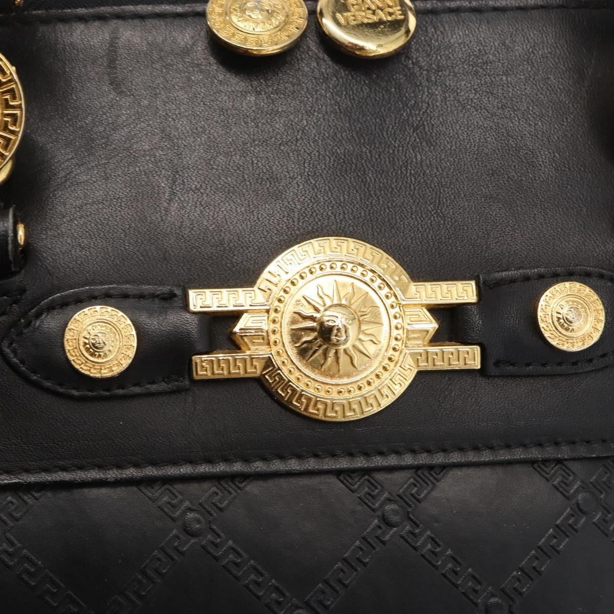 Versace Vintage Sun Duffle Embossed Leather, Yellow, Leather, Handbag