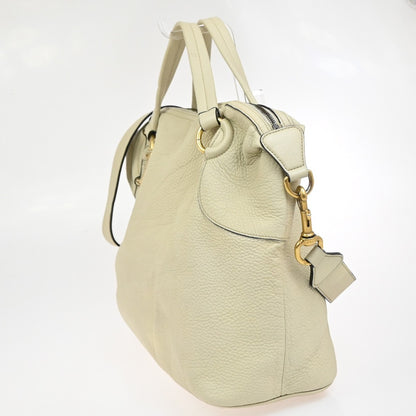 Gucci Twill Satchel Leather, White, Leather, Shoulder Bag