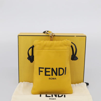 Fendi Logo Drawstring Leather, Yellow, Leather, Handbag