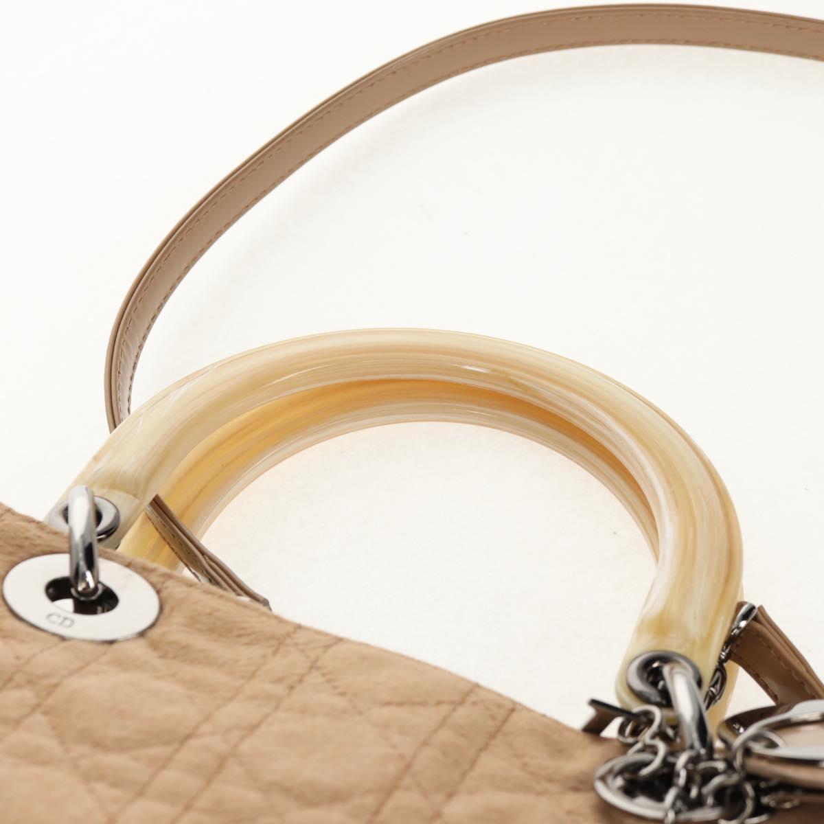 Christian Dior Cannage Handbag Canvas, BEIGE, COTTON, Handbag