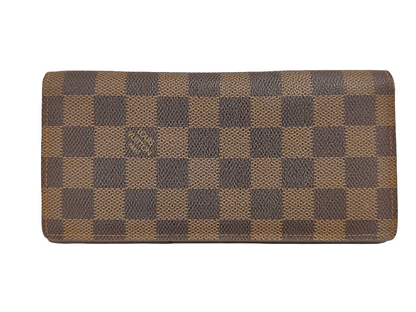 Louis Vuitton Brazza Long Bifold Damier, Brown, Canvas, Wallet