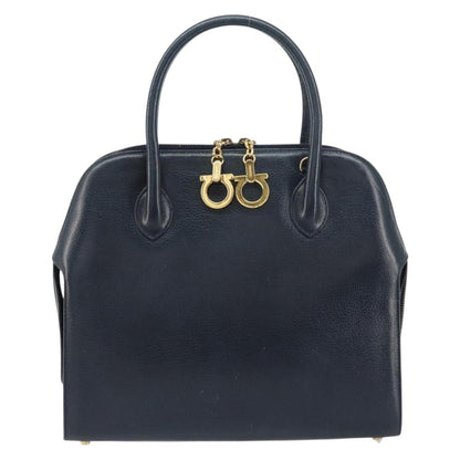Salvatore Ferragamo Gancini Leather, Navy, Leather, Handbag