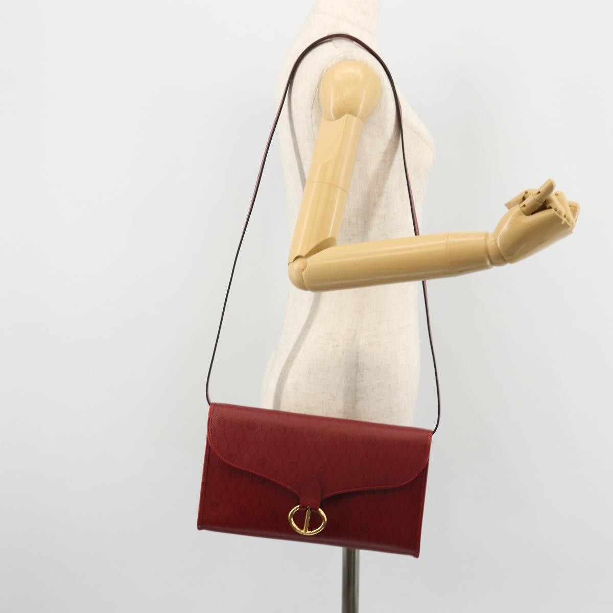 Christian Dior Vintage Honeycomb Canvas, Red, Canvas, Shoulder Bag