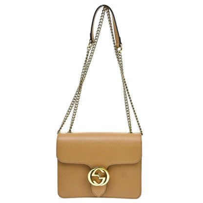 Gucci Interlocking Leather, Beige, Leather, Shoulder Bag