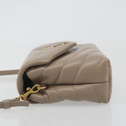 Saint Laurent Loulou Puffer Quilted Leather, Beige, Leather, Shoulder Bag