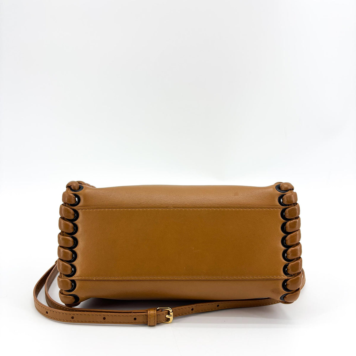 Fendi Peekaboo Whipstitch Leather, Brown, Leather, Handbag