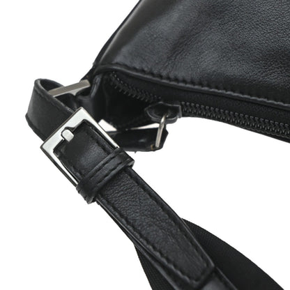 Gucci Vintage Web Half Moon Leather, Black, Leather, Shoulder Bag