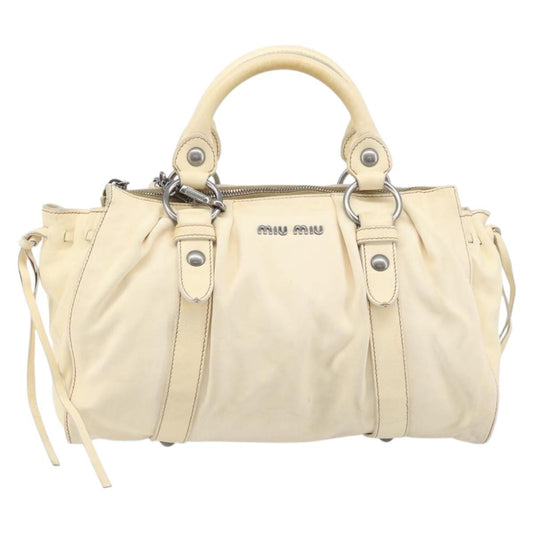 Miu Miu Vitello Lux Leather, Beige, Leather, Handbag