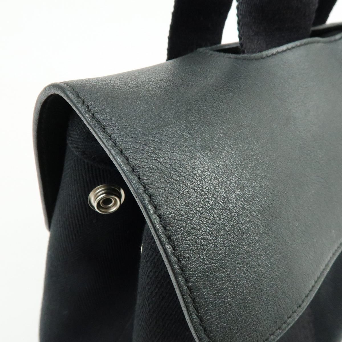 Hermes Valparaiso Toile and Leather, Black, Canvas, Handbag