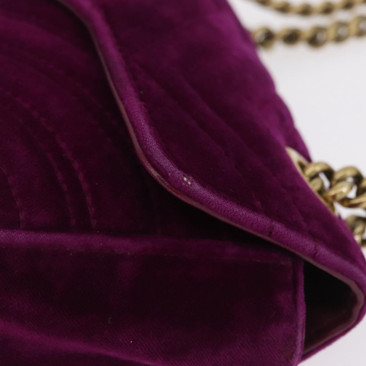 Gucci GG Marmont Matelassé Velvet, Purple, Velvet, Shoulder Bag