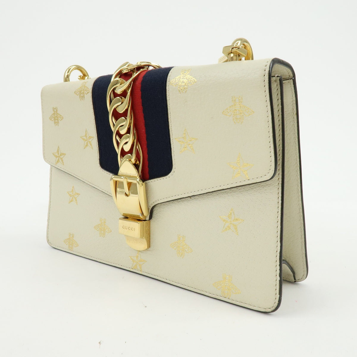 Gucci Sylvie Belt Leather, Beige, Calfskin, Handbag