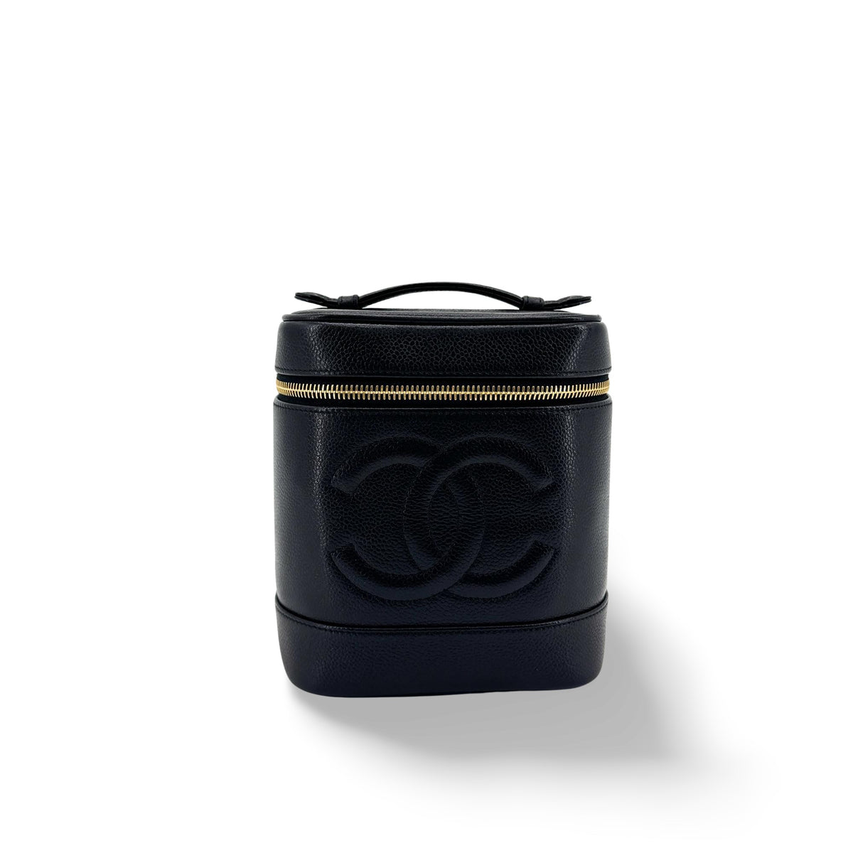 Chanel Vintage Timeless Cosmetic Case Caviar, Black, Leather, Clutch