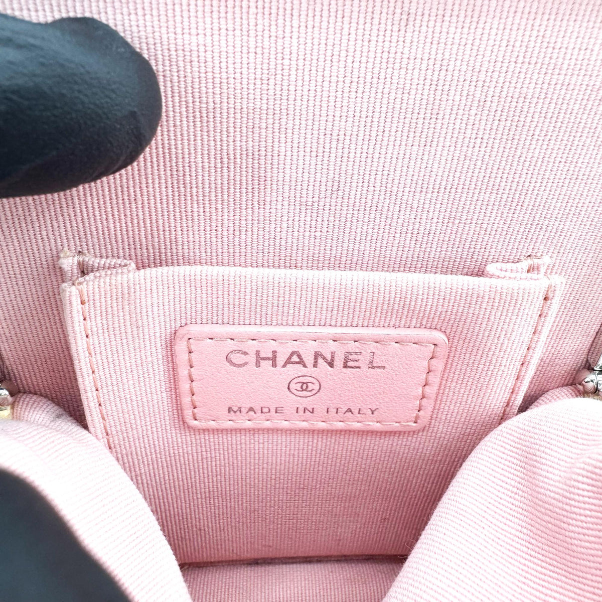 Chanel CC Frame Clutch with Chain Quilted Lambskin and Plexiglass, Beige, Leather, Clutch