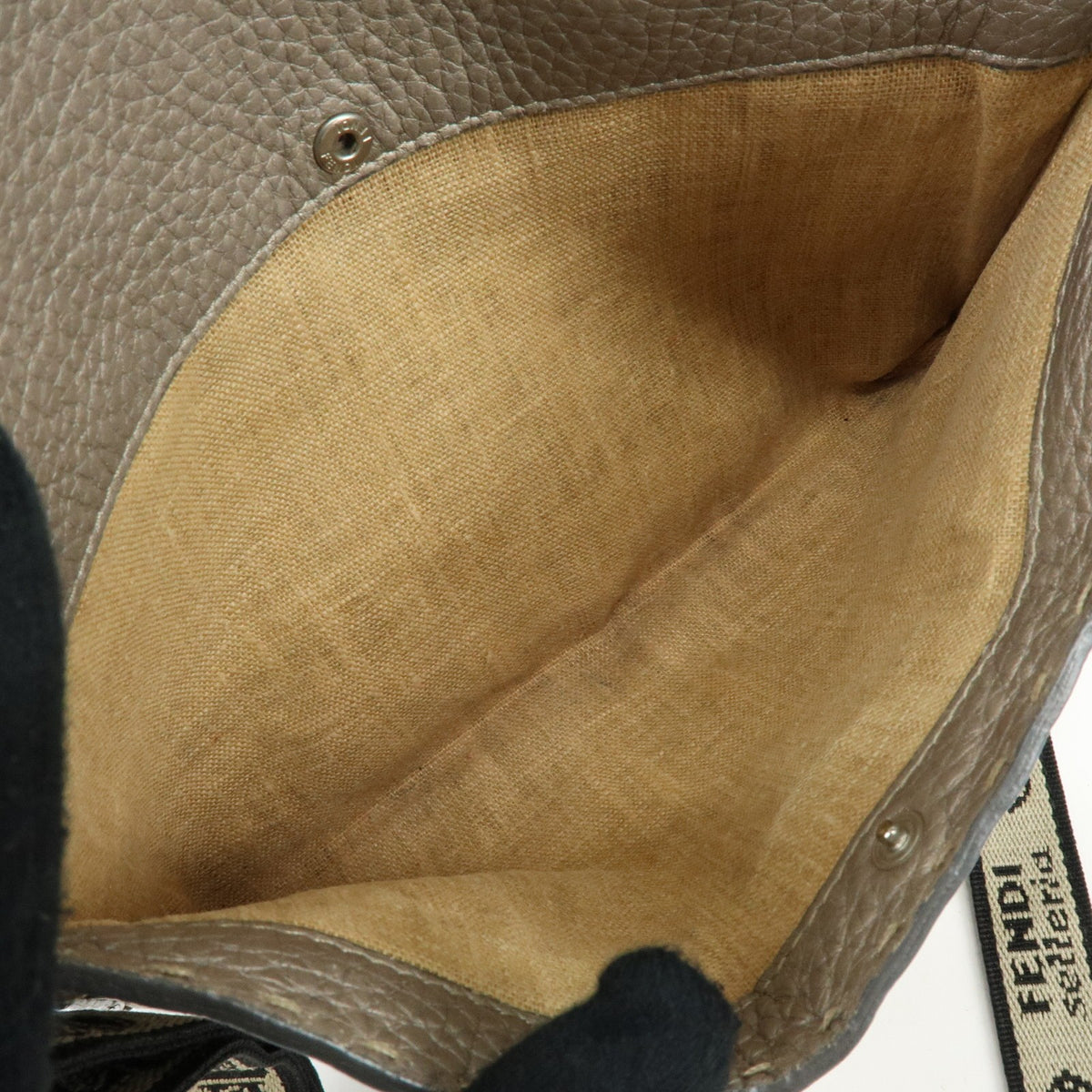 Fendi Selleria Leather, Neutral, Leather, Crossbody Bag