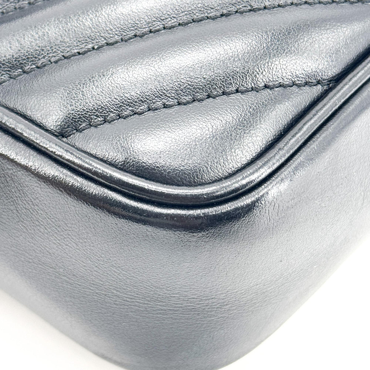Saint Laurent Lou Camera Matelasse Chevron Velvet, Black, Leather, Handbag