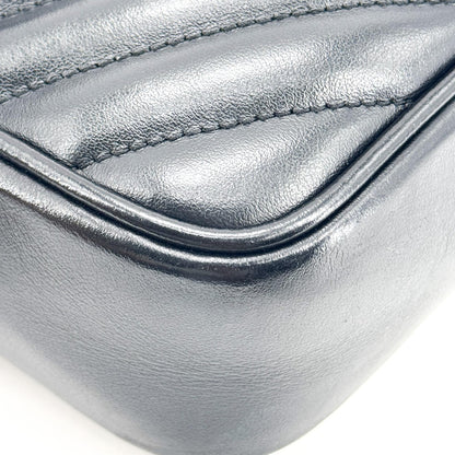 Saint Laurent Lou Camera Matelasse Chevron Velvet, Black, Leather, Handbag