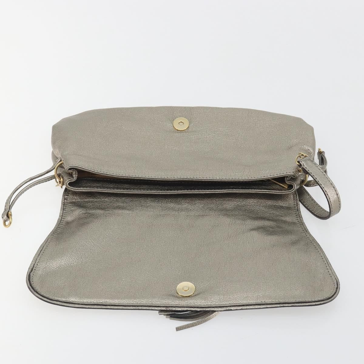 Salvatore Ferragamo Gancini Leather, Silver, Leather, Shoulder Bag