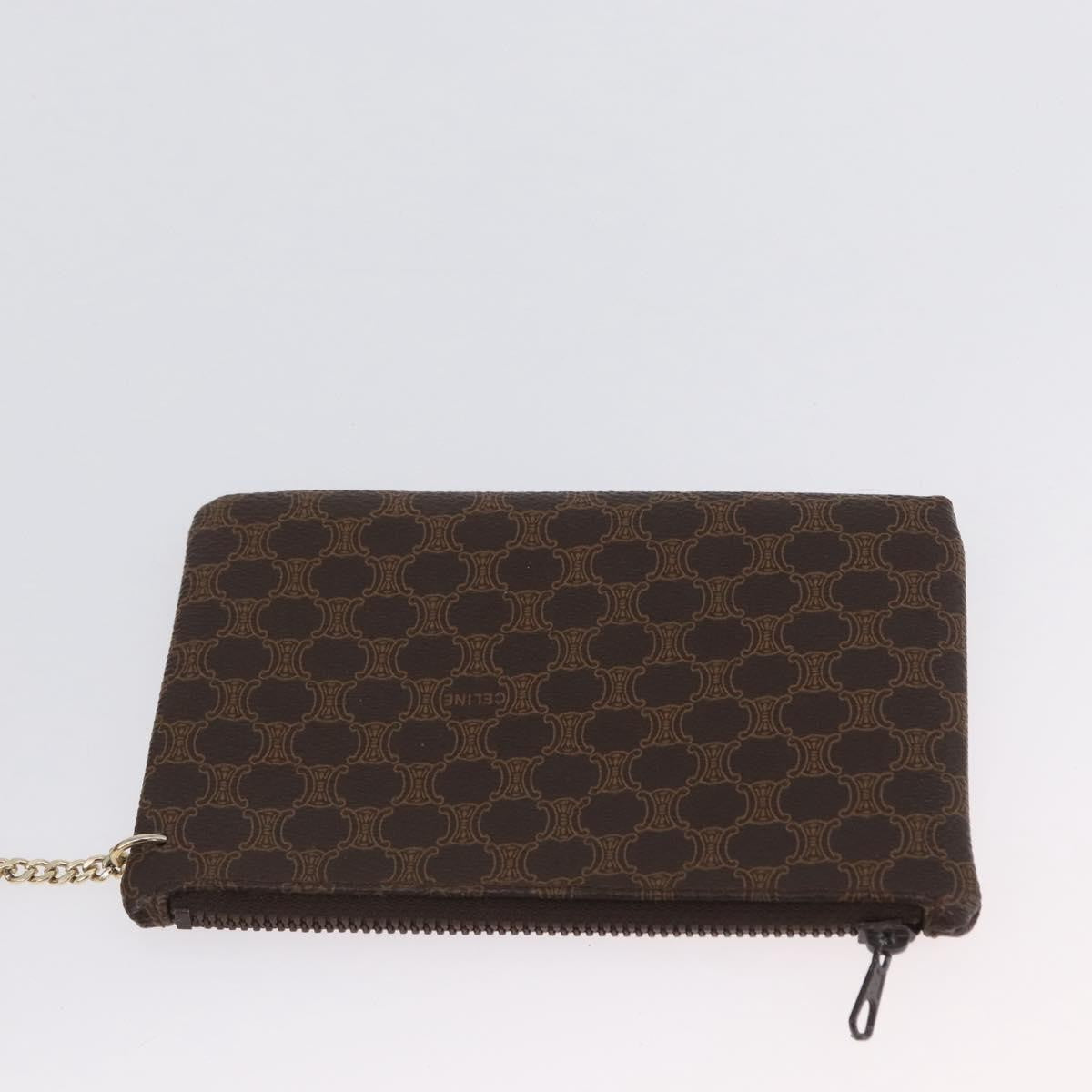 Celine Vintage Shoulder Bag Macadam Canvas & Leather, Brown, Canvas, Shoulder Bag