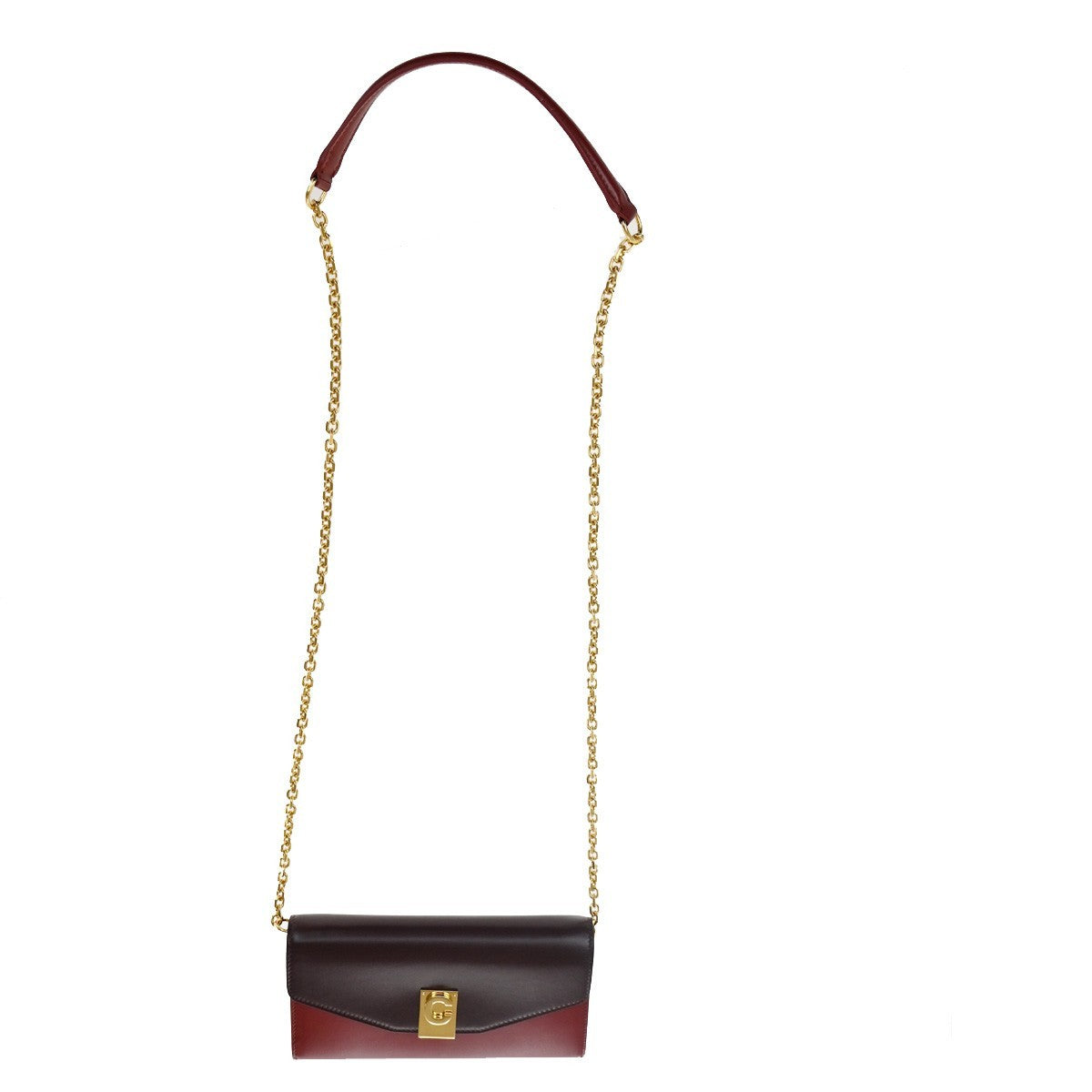 Celine C Wallet on Chain Leather, Black, Leather, Clutch