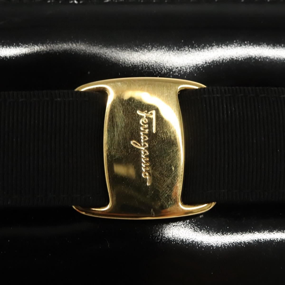 Salvatore Ferragamo Vala Patent Leather, Black, Patent Leather, Shoulder Bag